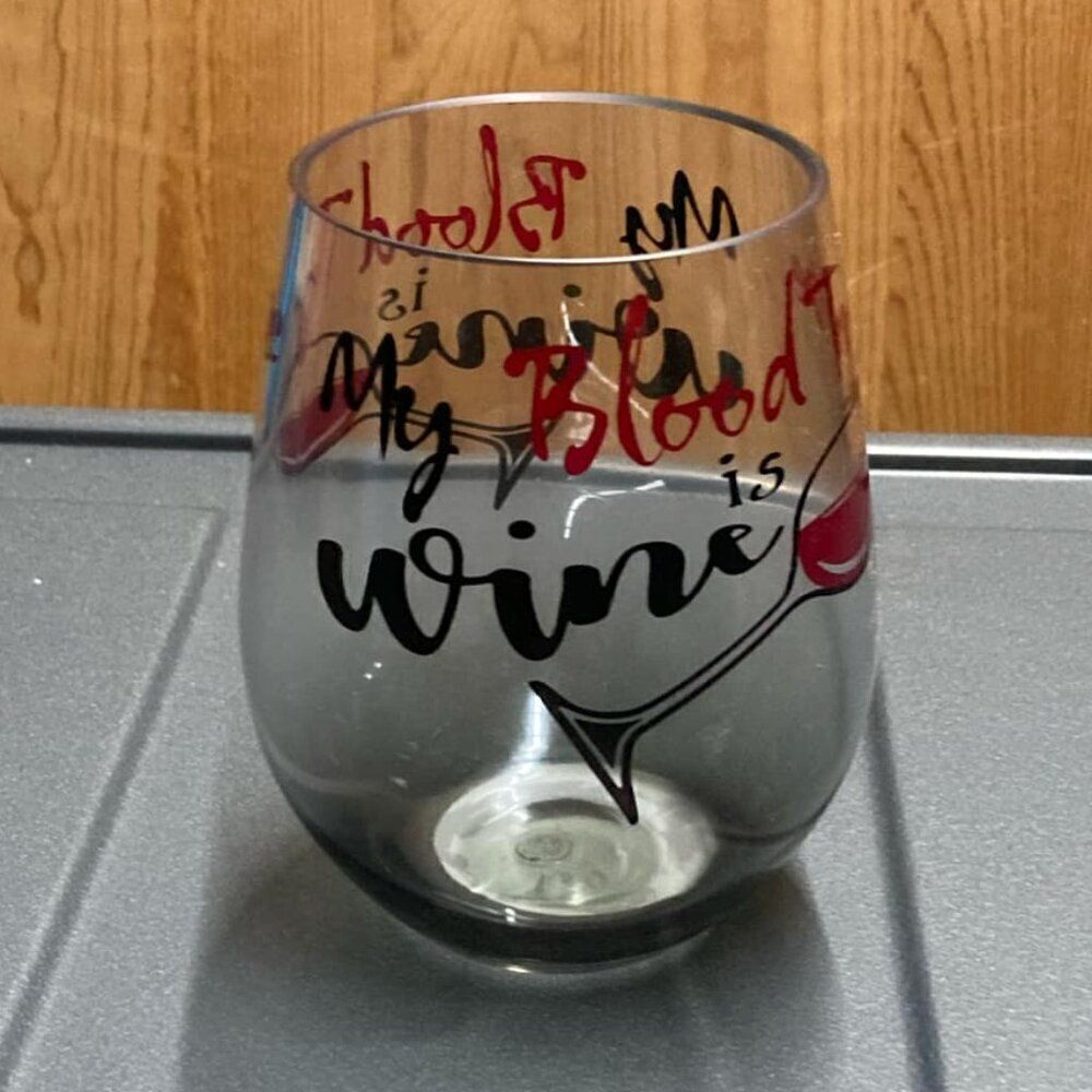 Set of 2 My Blood Is Wine acrylic glass New